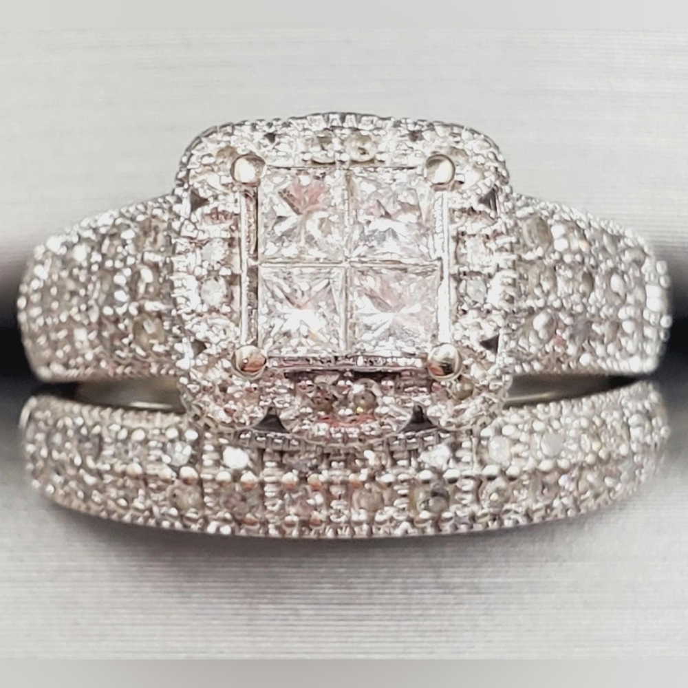 14k White Gold Diamond Wedding Set